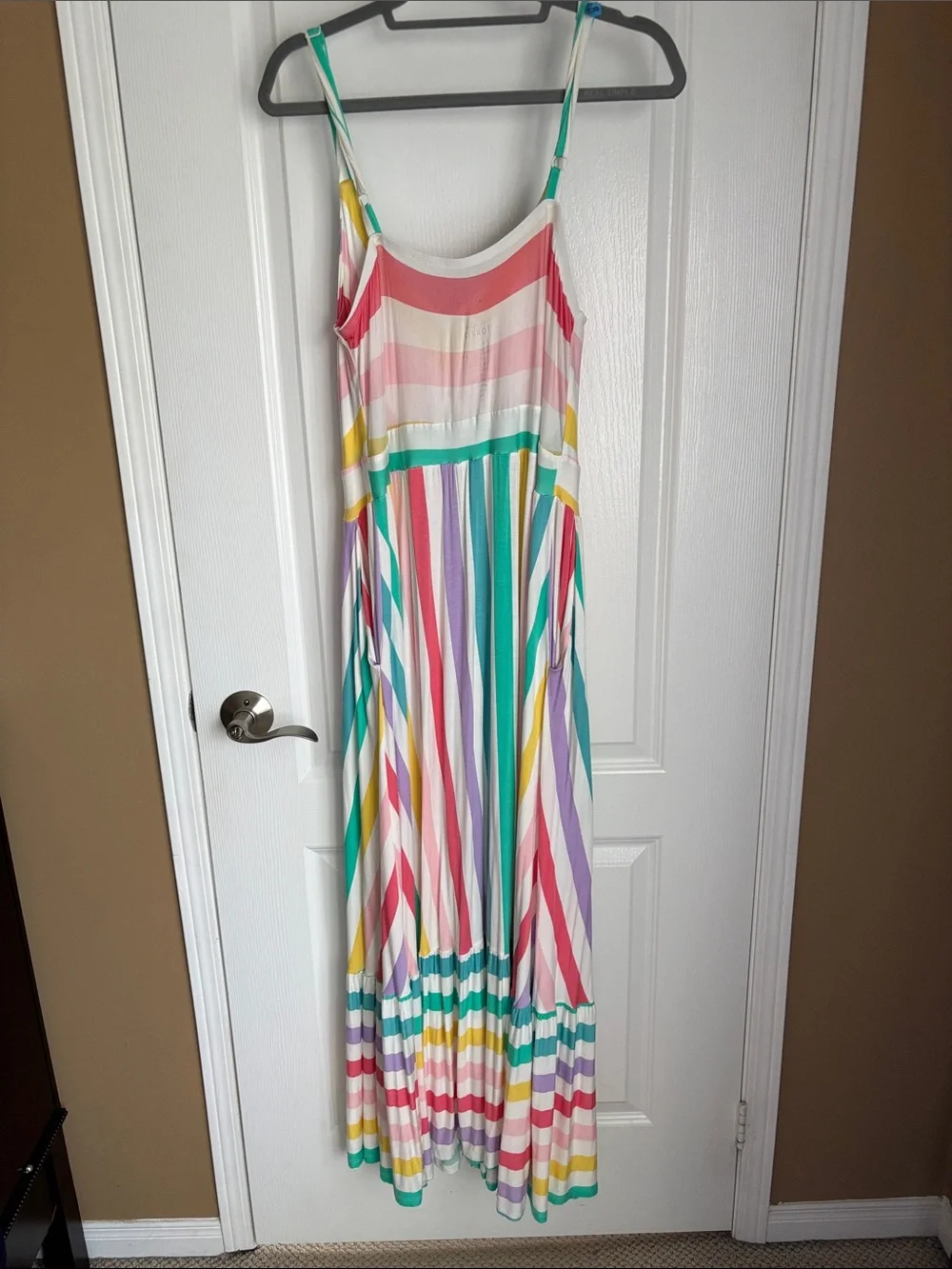 torrid Multicolor Striped Maxi Dress - White, Teal, Yellow, Pink, Red, Purple - Picture 5 of 6